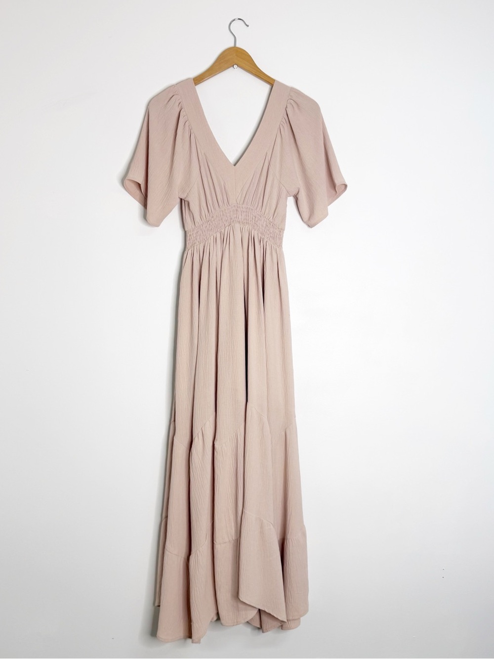 Baltic Born Delilah Maxi Dress Blush Pink Size Small Smocked Waist - Picture 4 of 7